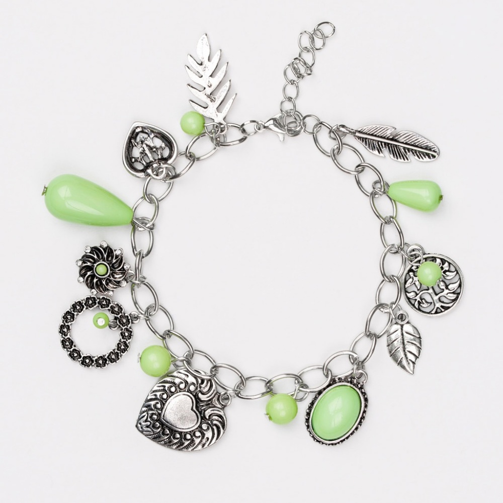 Lime Green and Silver Bracelet